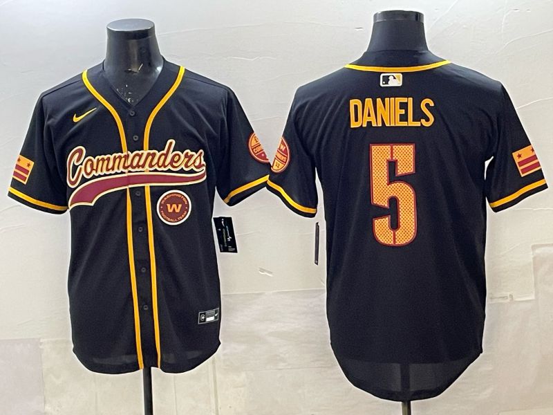 Men 2025 Nike Washington Commanders #5 Daniels Black 3th generation Joint Name Limited NFL Jersey 0011->washington commanders->NFL Jersey